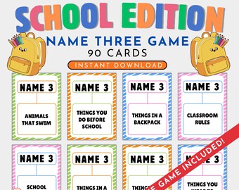 Back-to-School Name Three Game for Kids, Classroom Icebreaker Activity (Instant Download)