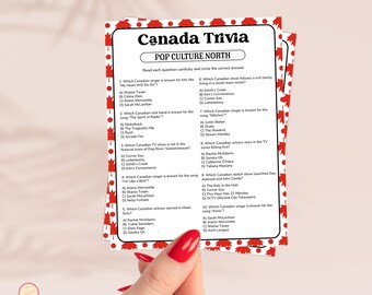 Canada Pop Culture North Trivia Game Printable | Instant Download
