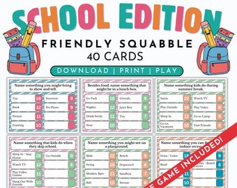 School Edition Friendly Squabble Game Printable, for Classroom Icebreaker (Instant Download)
