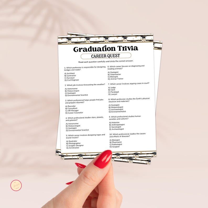 Graduation Career Quest Trivia (instant Download) - Etsy