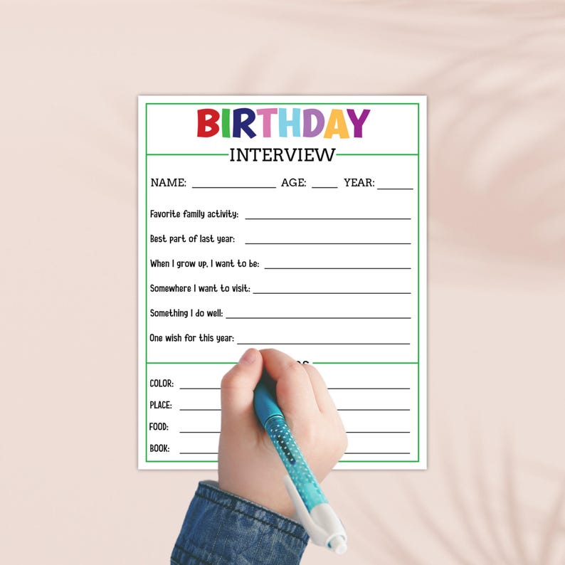 Kids Birthday Interview Printable (instant Download) - Etsy Canada