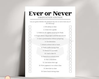 Juego de fiesta de graduación "Siempre o nunca", editable (descarga instantánea)