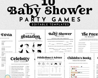 Baby Shower Game Bundle Printable | Editable Templates