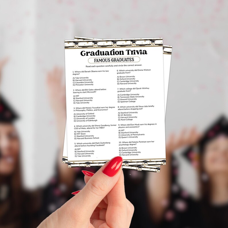 Graduation Trivia Game Bundle (instant Download) - Etsy
