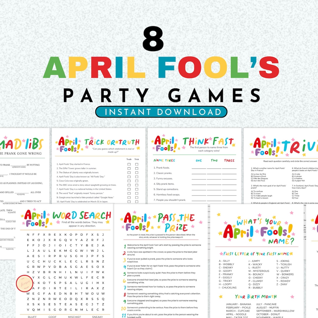 April Fools Day Game Bundle Printable | Instant Download - Etsy