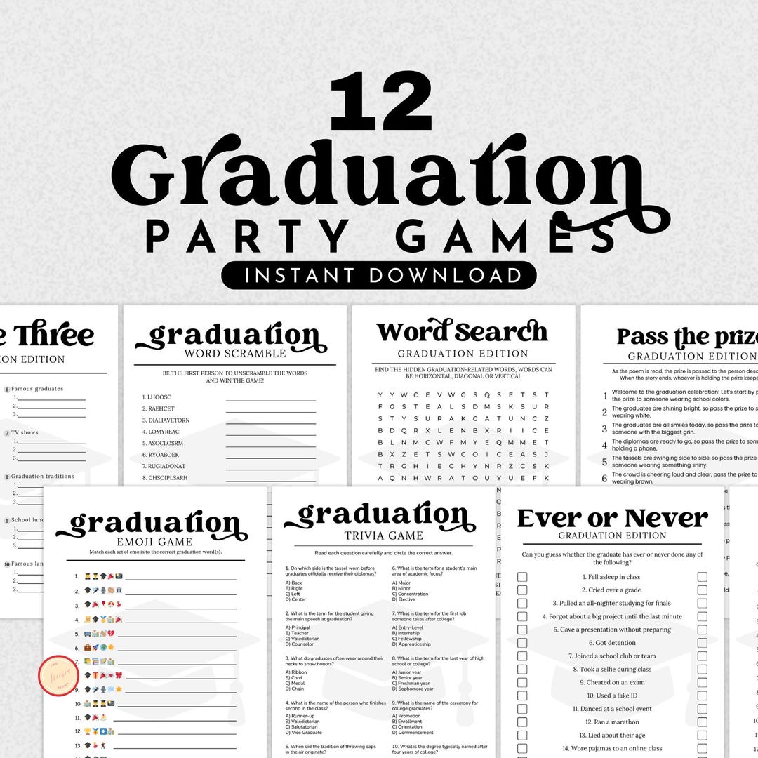 Modern Minimalist Graduation Game Bundle (instant Download) - Etsy