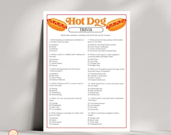 Hot Dog Trivia Game | Instant Download