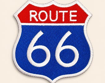 Route 66 Embroidered Patch T-Shirt, Vintage Highway Graphic Tee, Retro Road Trip Shirt, Classic Travel Gift