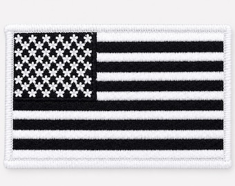 Black White American Embroidered Patch Iron On Sew On Patriotic Badge for Jacket Vest Backpack Hat Tactical Military