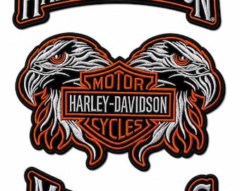Vintage Motorcycle Eagle Embroidered Patch, Biker Iron On Sew On Applique for Jacket, Vest, Backpack