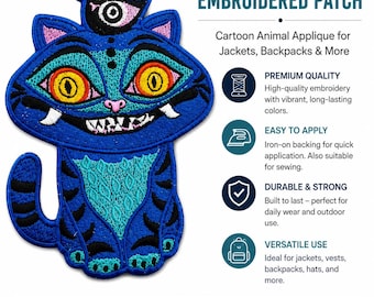 Derpy Tiger Embroidered Patch – Cartoon Animal Iron-On Sew-On Applique Badge for Jacket, Backpack, Vest, Hat & DIY Crafts