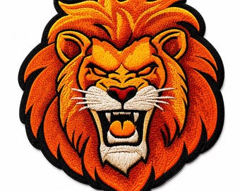 Roaring Lion Embroidered Patch: Iron-On Animal Applique Badge for Jackets, Backpacks