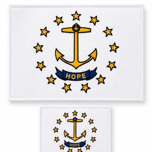Rhode Island Flag Patch: Embroidered Anchor Hope Applique, Nautical Badge Decor