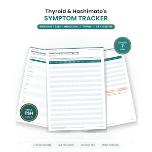 Thyroid Tracker Printable, Hashimotos Symptom and Lab Journal, TSH T4 T3 Log, Hypothyroid Medication & Antibody Tracker PDF