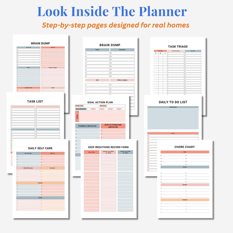 ADHD Brain Dump Planner Printable PDF | Executive Function Planner for ...