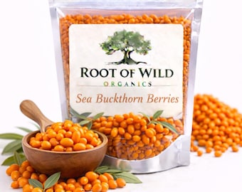 Organic Sea Buckthorn Berries Dried | Natural Superfood Berry | Vitamin C Rich, Herbal Tea