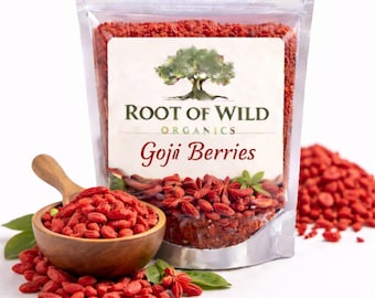 Organic Goji Berries Dried | Natural Antioxidant Fruit Snack | Raw and Vegan Superfood