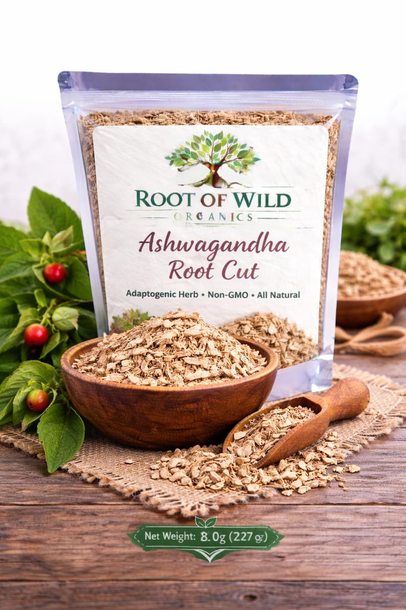 Wild Crafted Ashwagandha Root Cut | Natural Herbal & Botanical Use image 1