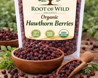 Organic Dried Hawthorn Berries for Tea, Tincture, Botanical Use