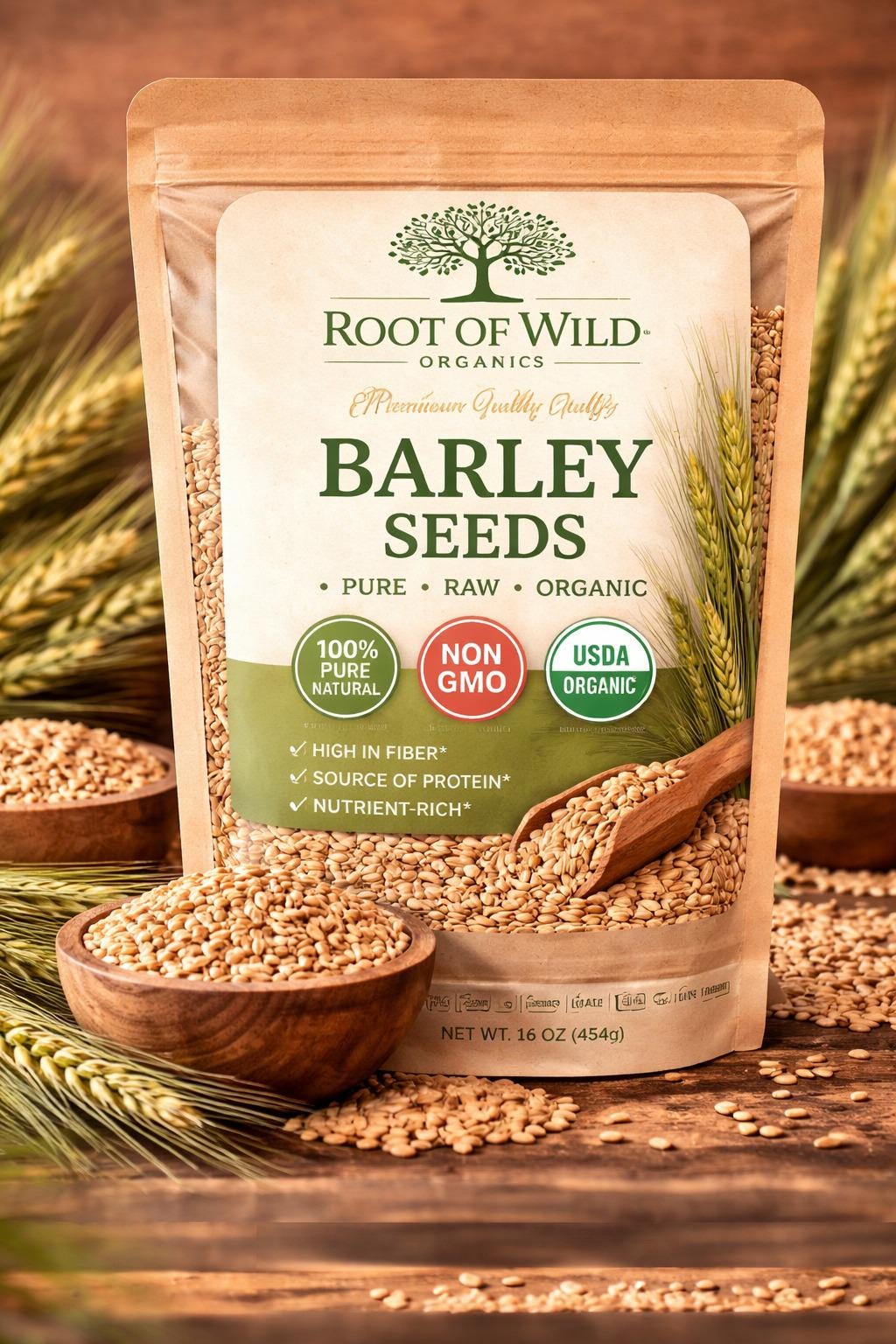 Organic Barley Seeds (Hordeum Vulgare) Natural Herbal Seeds for Sprouting, Brewing, Tea & Planting