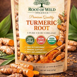 Organic Turmeric Root Powder | Pure Curcumin Spice | Fresh Ground | No Additives | Herbal Tea & Cooking