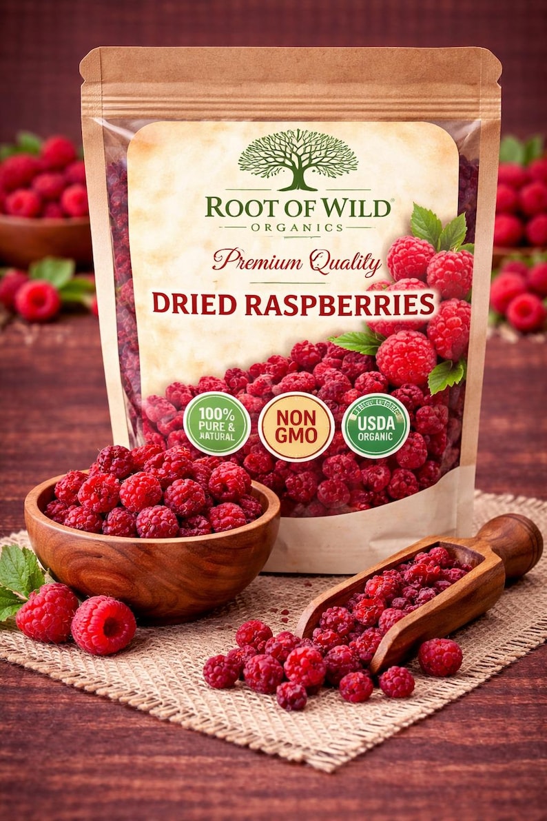 Red Raspberry Dried Dried Raspberries – Natural, Sweet & Tangy Fruit for Baking, Tea ...