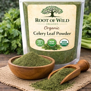 Polvo de hoja de apio orgánico / Condimento natural a base de hierbas y culinario