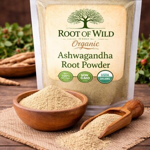 Bio Ashwagandha Wurzelpulver | Geeignet für Stress Relief & Wellness | Natürliche Energie Unterstützung Bild 2