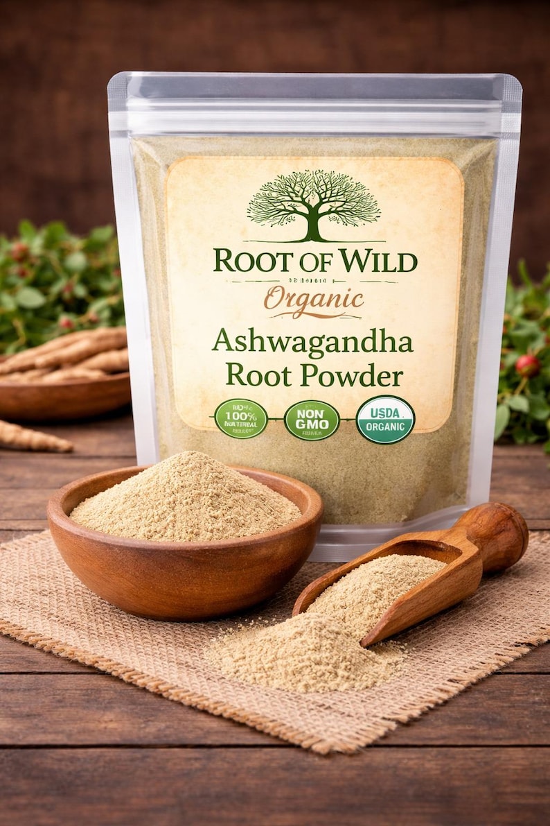Bio Ashwagandha Wurzelpulver | Geeignet für Stress Relief & Wellness | Natürliche Energie Unterstützung Bild 2