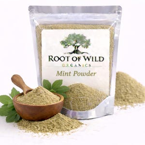 Bio-Minzpulver - Natürliche getrocknete Pfefferminze und grüne Minze, aromatisches, aromatisches Gewürz, Tee