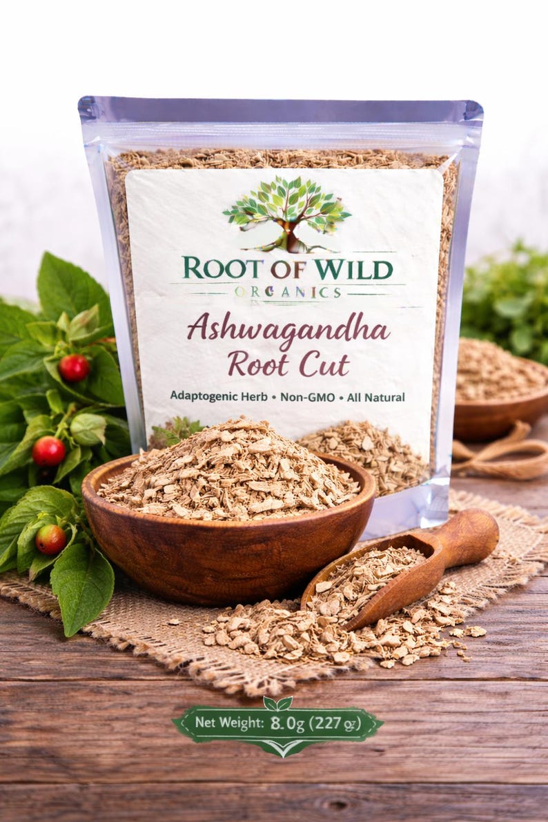 Wild Crafted Ashwagandha Root Cut | Natural Herbal & Botanical Use image 2