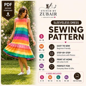 Basic midi dress pattern | Circular skirt pattern for women | Easy wedding midi dress sewing pattern | PDF sewing pattern