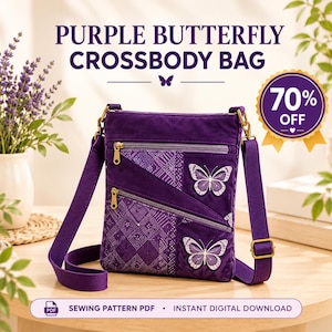 Patrón de costura en PDF para bolso cruzado / Bolsita para teléfono Sidney pequeña / Plantilla para hacer bolsos ideal para principiantes / Tutorial para monedero de viaje y pasaporte