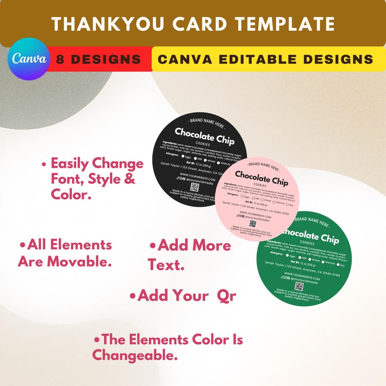 Editable Cottage Food Label Template | Round Bakery Sticker Canva ...