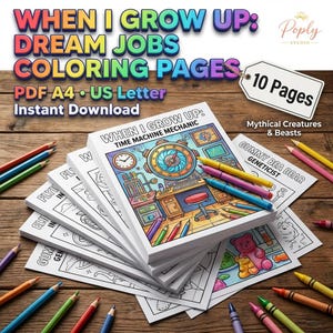 Dream Jobs Coloring Pages, Wacky Tech Careers, Future Engineer Art (Digital Download)