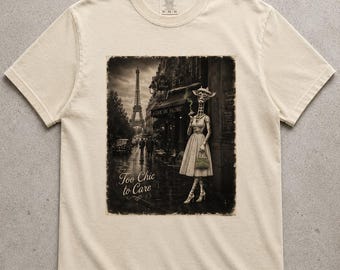 Too Chic To Care Giraffe Paris Graphic Tee, Vintage French Shirt