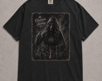 Gothic Chess Queen Graphic Tee, Dark Feminine Statement Shirt, Vintage Chess T-Shirt