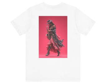Saxophone Lady Illustration Tee | Vintage Jazz Music Back Print
