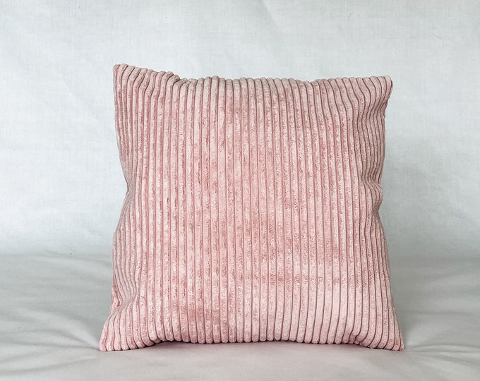 Blush pink fur corduroy pillow cover