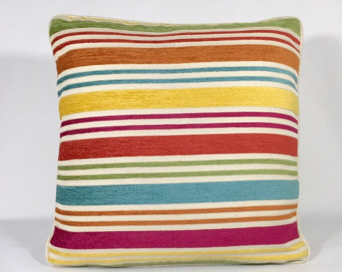 Velvet striped jewel colored pillow cover