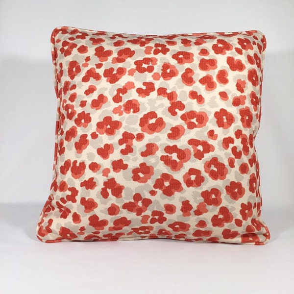 Orange and ivory floral pillow cover