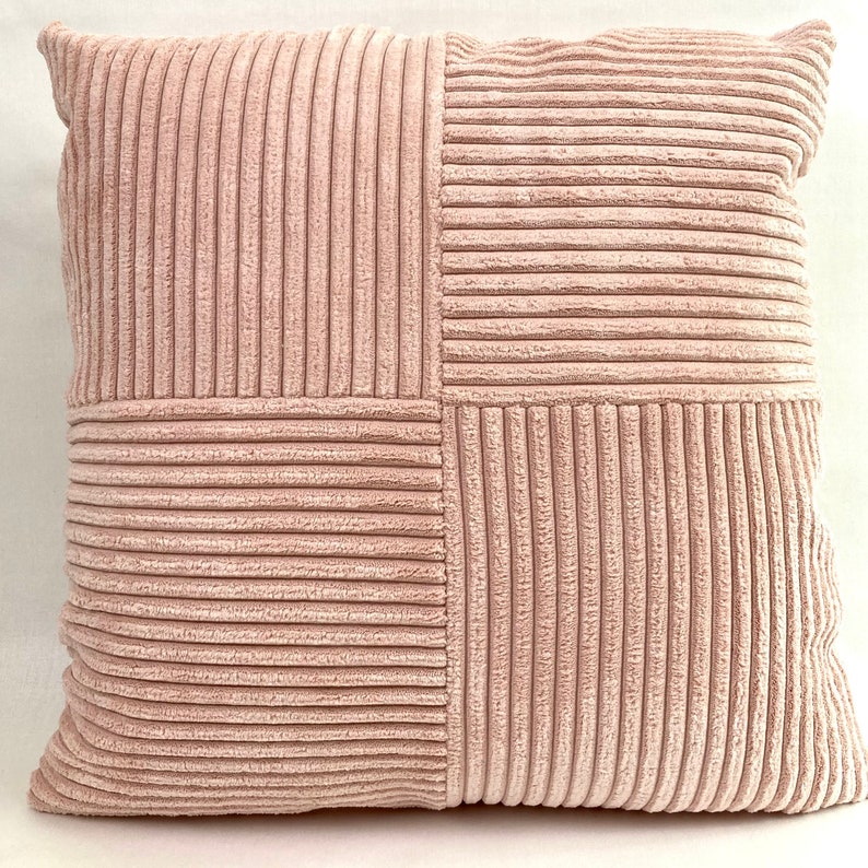 Blush wide wale fur corduroy pillow cover image 2