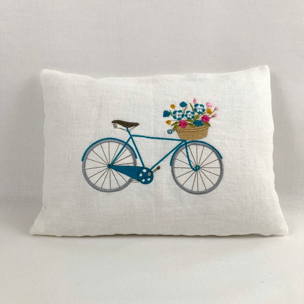 Flower bicycle lumbar pillow cover