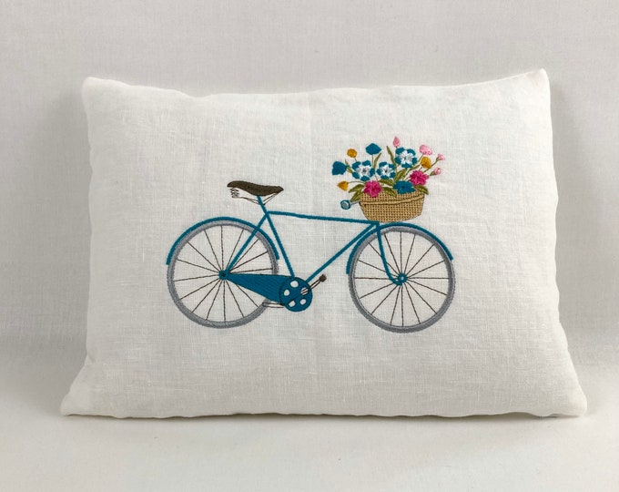 Flower bicycle lumbar pillow cover