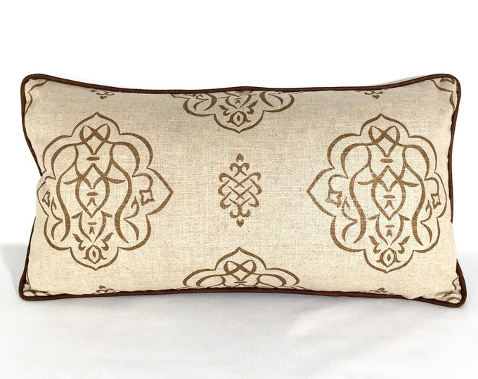 Brown and tan linen pillow cover