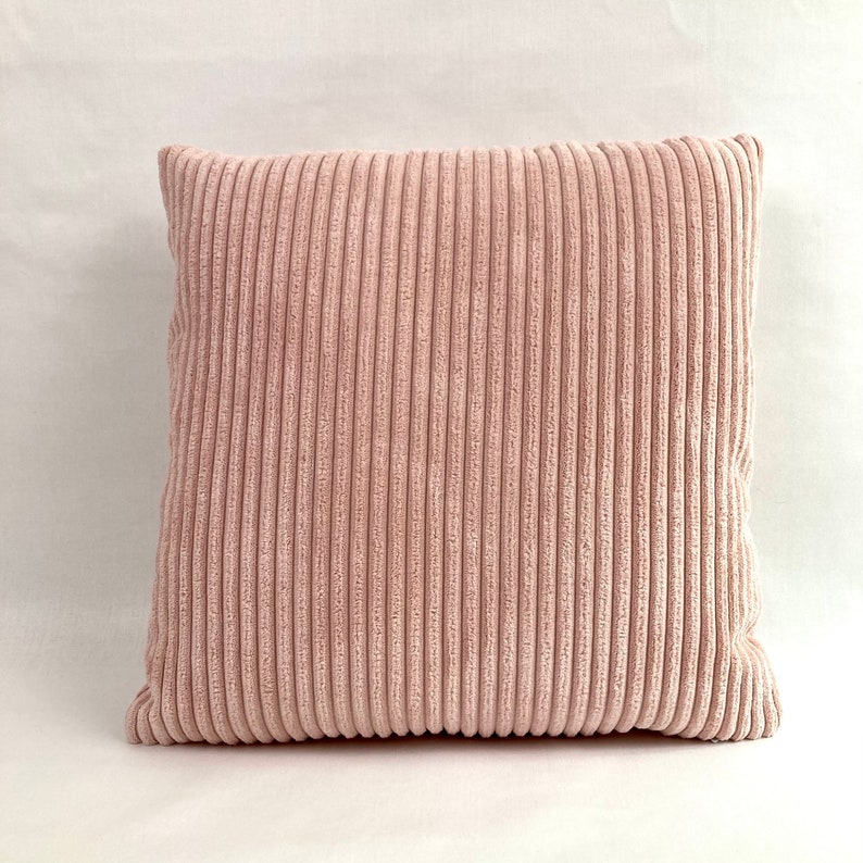 Blush wide wale fur corduroy pillow cover image 3