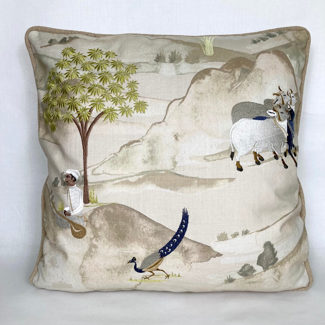 Punjabi Village Scene Pillow Cover Etsy