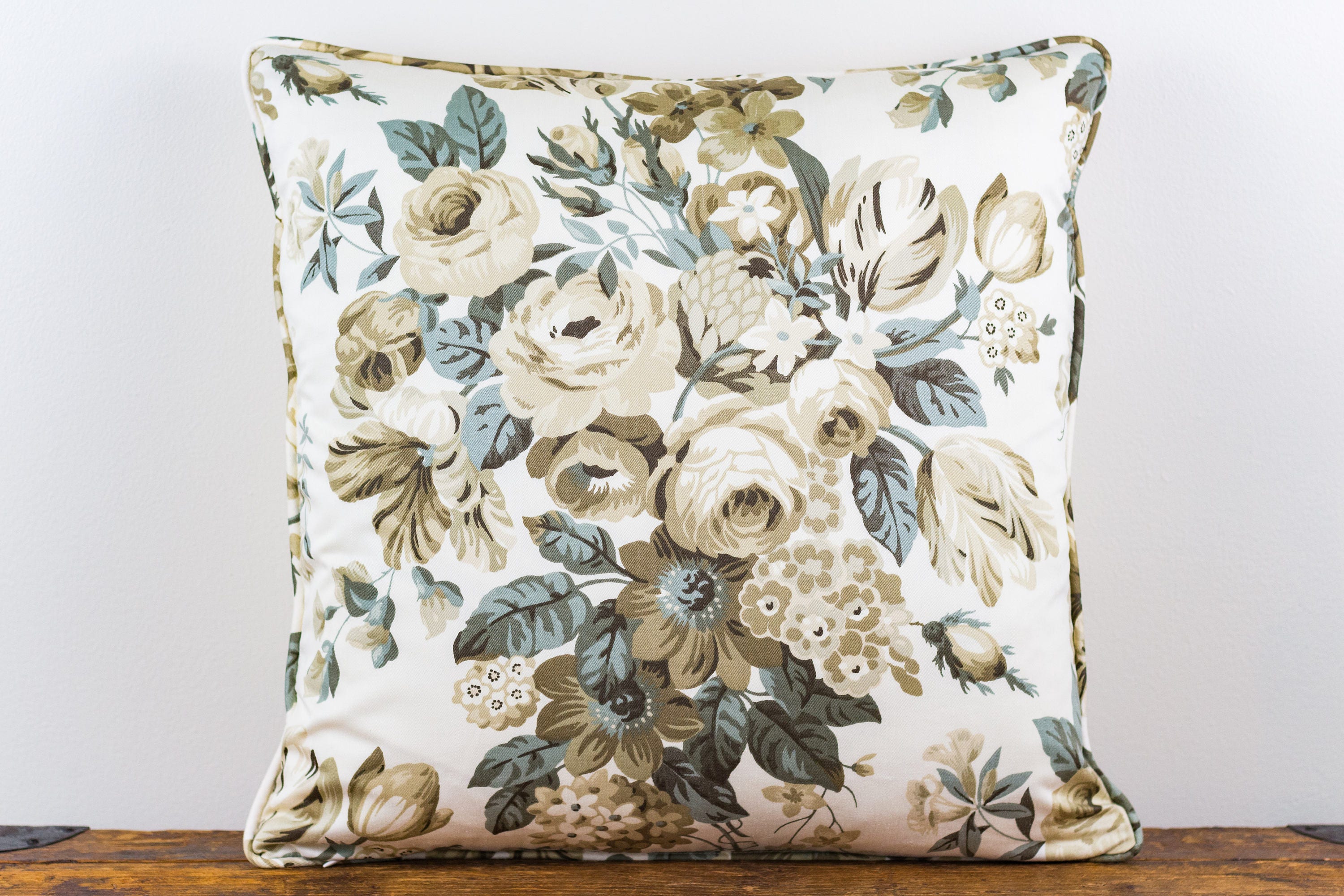 Floral Gray and Taupe 20 inch Pillow Cover