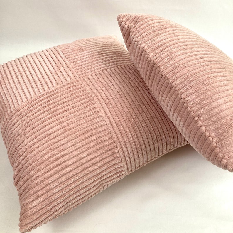 Blush wide wale fur corduroy pillow cover image 8