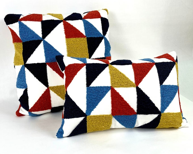 Textured geometric shapes pillow cover